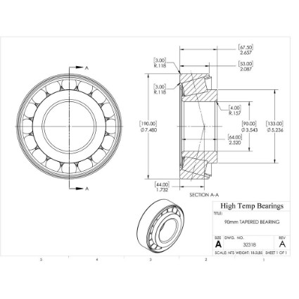 Picture of 90mm Tapered Bearing 32318