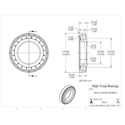 Picture of 95mm Tapered Bearing 30219
