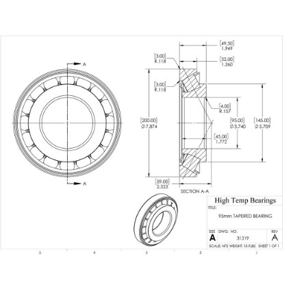 Picture of 95mm Tapered Bearing 31319