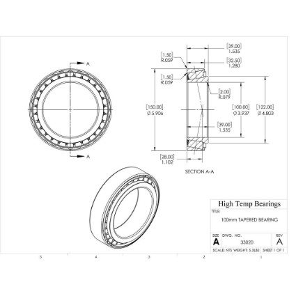Picture of 100mm Tapered Bearing 33020