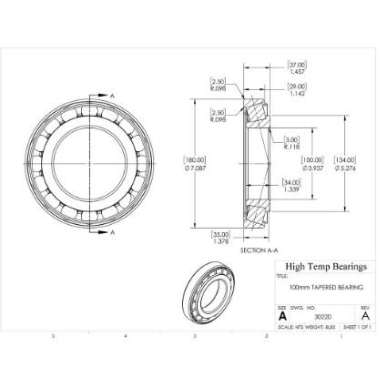 Picture of 100mm Tapered Bearing 30220