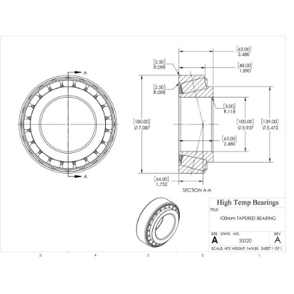 Picture of 100mm Tapered Bearing 33220