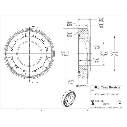 Picture of 100mm Tapered Bearing 30320
