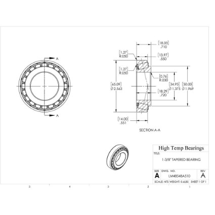 Picture of 1-3/8" Tapered Bearing LM48548A510