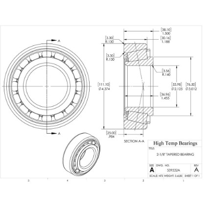 Picture of 2-1/8" Tapered Bearing 539532A