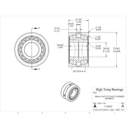 Picture of 30mm Face to Face Tapered Bearing