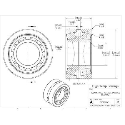 Picture of 100mm Face to Face Tapered Bearing 31320XDF