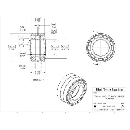 Picture of 100mm Back to Back Tapered Bearing 30220T100DB