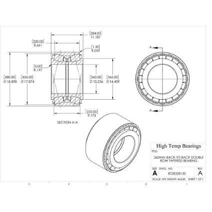 Picture of 260mm Back to Back Double Row Tapered Bearing BT2B328130