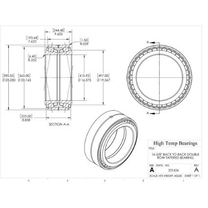 Picture of 16-3/8" Back to Back Double Row Tapered Bearing