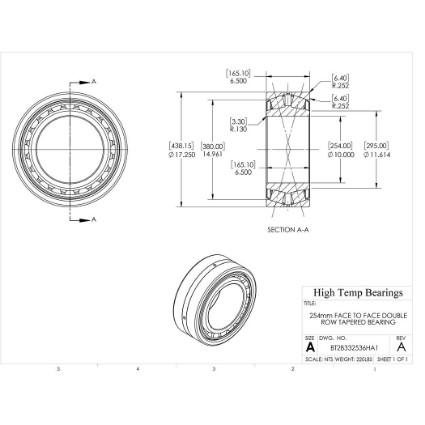 Picture of 254mm Face to Face Double Row Tapered Bearing