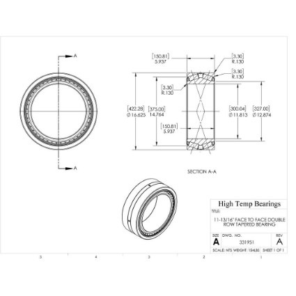Picture of 11-13/16" Face to Face Double Row Tapered Bearing