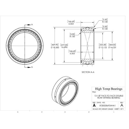 Picture of 13-1/8" Face to Face Double Row Tapered Bearing