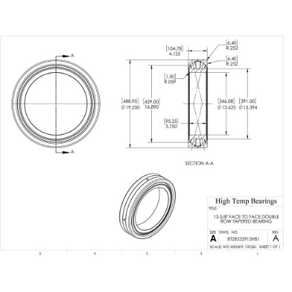 Picture of 13-5/8" Face to Face Double Row Tapered Bearing