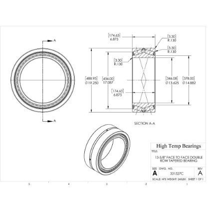 Picture of 13-5/8" Face to Face Double Row Tapered Bearing 331527C