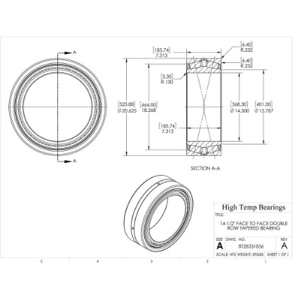 Picture of 14" Face to Face Double Row Tapered Bearing