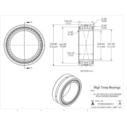 Picture of 14" Face to Face Double Row Tapered Bearing BT2B332468AHA1