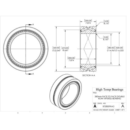 Picture of 380mm Face to Face Double Row Tapered Bearing