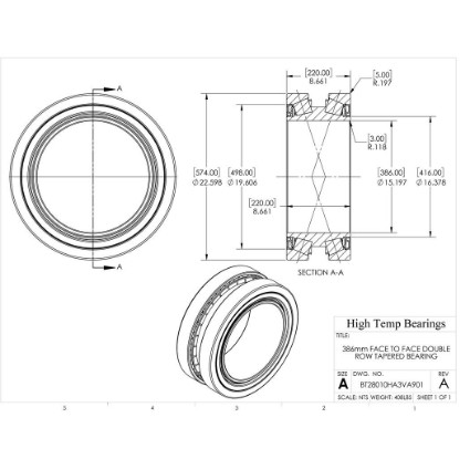 Picture of 386mm Face to Face Double Row Tapered Bearing