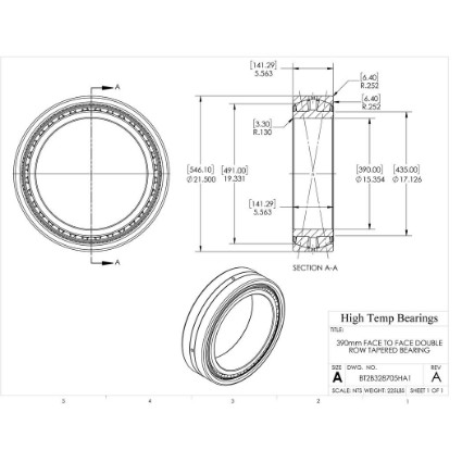 Picture of 390mm Face to Face Double Row Tapered Bearing