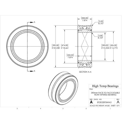 Picture of 390mm Face to Face Double Row Tapered Bearing BT2B328934HA3