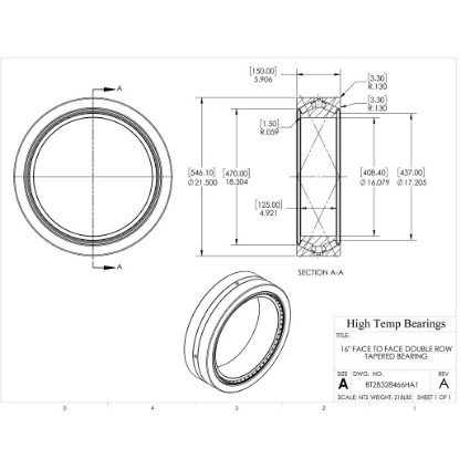 Picture of 16" Face to Face Double Row Tapered Bearing BT2B328466HA1