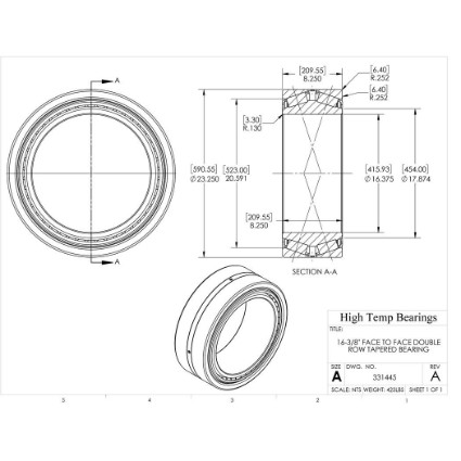Picture of 16-3/8" Face to Face Double Row Tapered Bearing