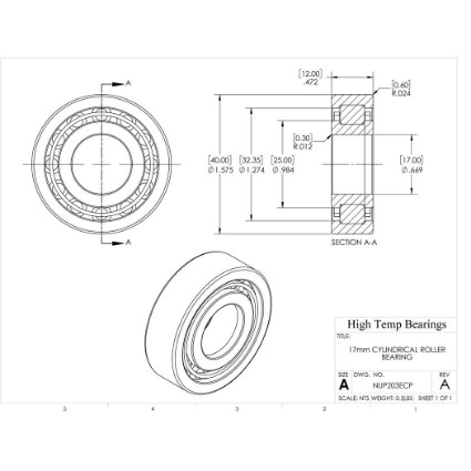 Picture of 17mm Cylindrical Roller Bearing NUP203ECP