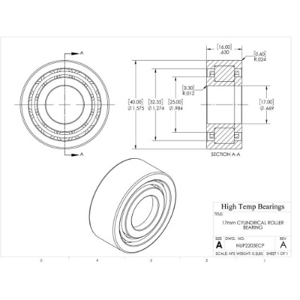 Picture of 17mm Cylindrical Roller Bearing NUP2203ECP