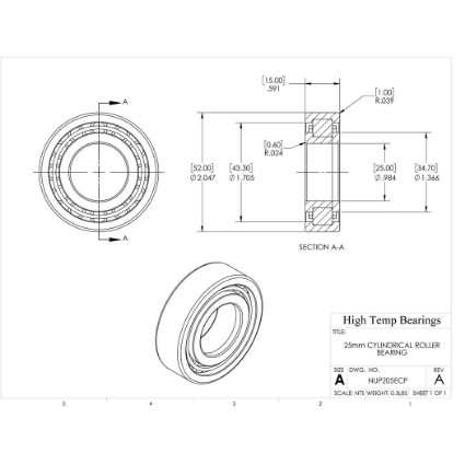 Picture of 25mm Cylindrical Roller Bearing NUP205ECP