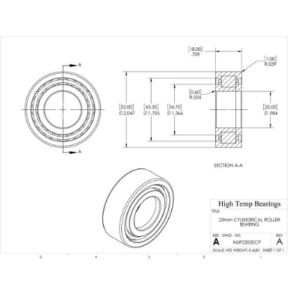 Picture of 25mm Cylindrical Roller Bearing NUP2205ECP