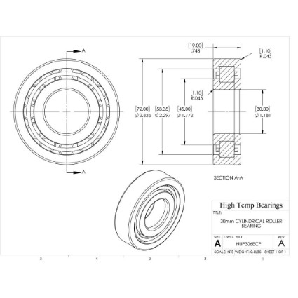 Picture of 30mm Cylindrical Roller Bearing NUP306ECP