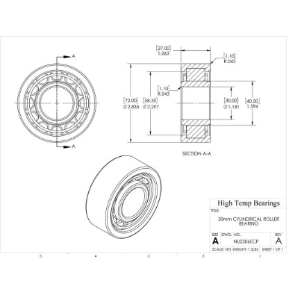 Picture of 30mm Cylindrical Roller Bearing NU2306ECP