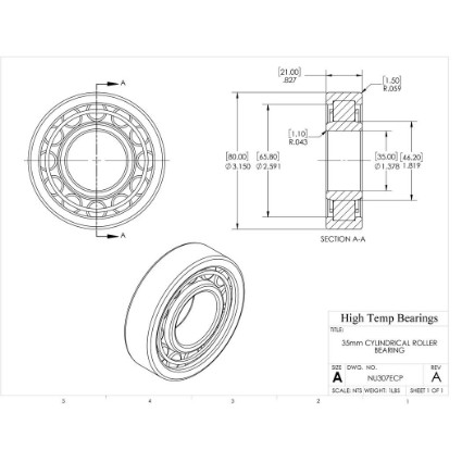 Picture of 35mm Cylindrical Roller Bearing NU307ECP