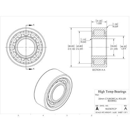 Picture of 35mm Cylindrical Roller Bearing NU2307ECP