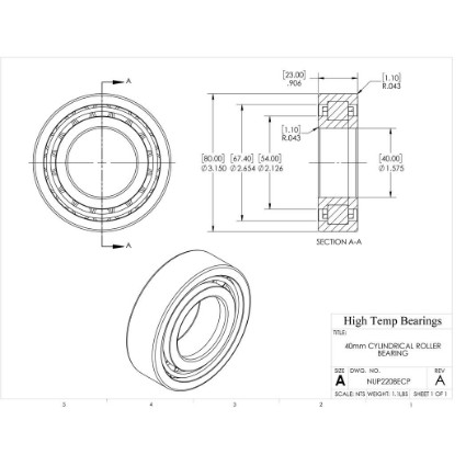 Picture of 40mm Cylindrical Roller Bearing NUP2208ECP