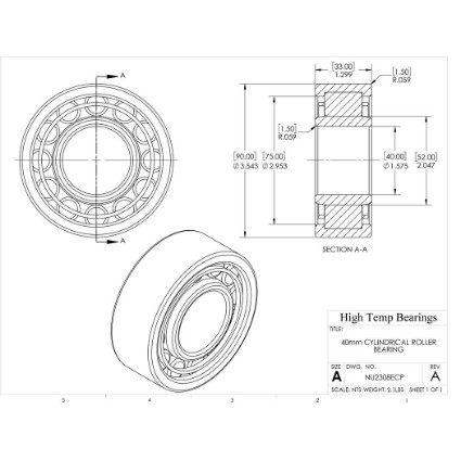 Picture of 40mm Cylindrical Roller Bearing NU2308ECP