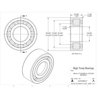 Picture of 40mm Cylindrical Roller Bearing NUP2308ECP