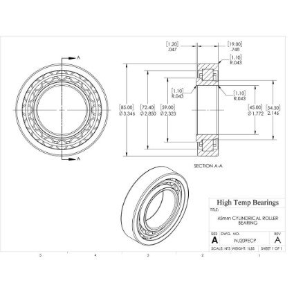 45mm Cylindrical Roller Bearing NJ209ECP