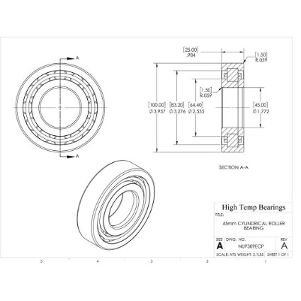 Picture of 45mm Cylindrical Roller Bearing NUP309ECP