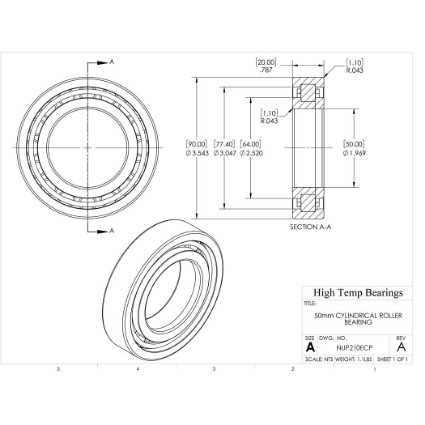 Picture of 50mm Cylindrical Roller Bearing NUP210ECP