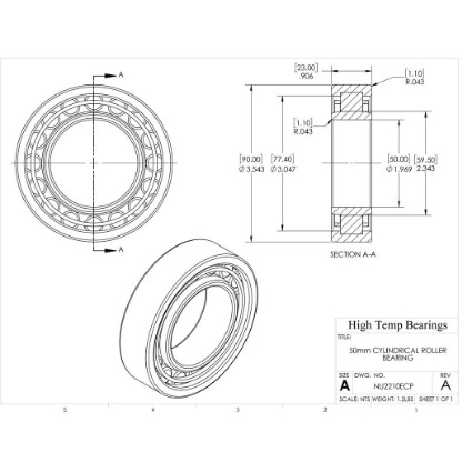 Picture of 50mm Cylindrical Roller Bearing NU2210ECP