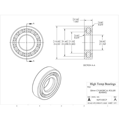 Picture of 50mm Cylindrical Roller Bearing NUP310ECP