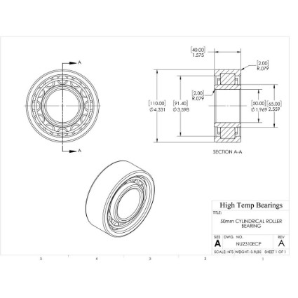 Picture of 50mm Cylindrical Roller Bearing NU2310ECP