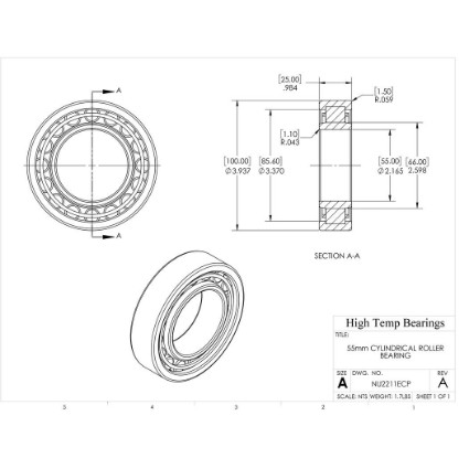 Picture of 55mm Cylindrical Roller Bearing NU2211ECP
