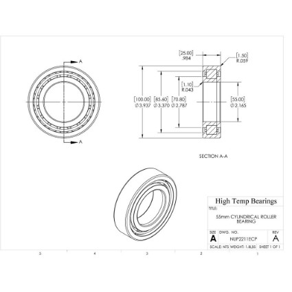 Picture of 55mm Cylindrical Roller Bearing NUP2211ECP