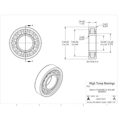 Picture of 55mm Cylindrical Roller Bearing NU311ECP