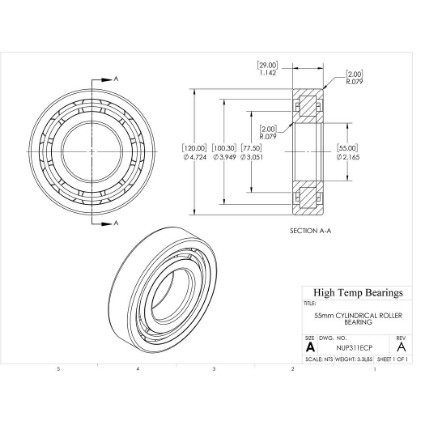 Picture of 55mm Cylindrical Roller Bearing NUP311ECP