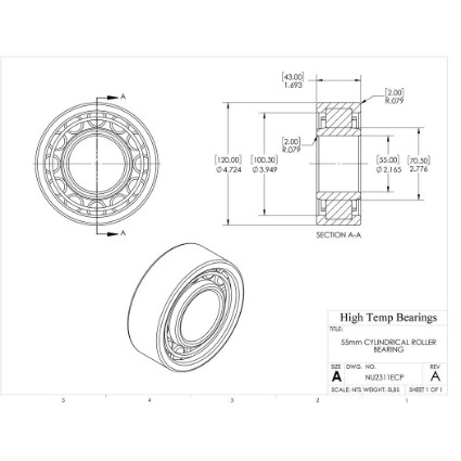 Picture of 55mm Cylindrical Roller Bearing NU2311ECP