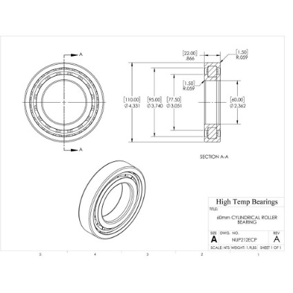 Picture of 60mm Cylindrical Roller Bearing NUP212ECP